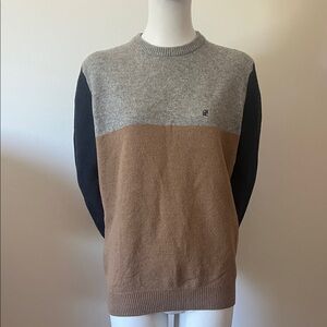 Carolina Herrera Gray and Tan Crewneck Sweater